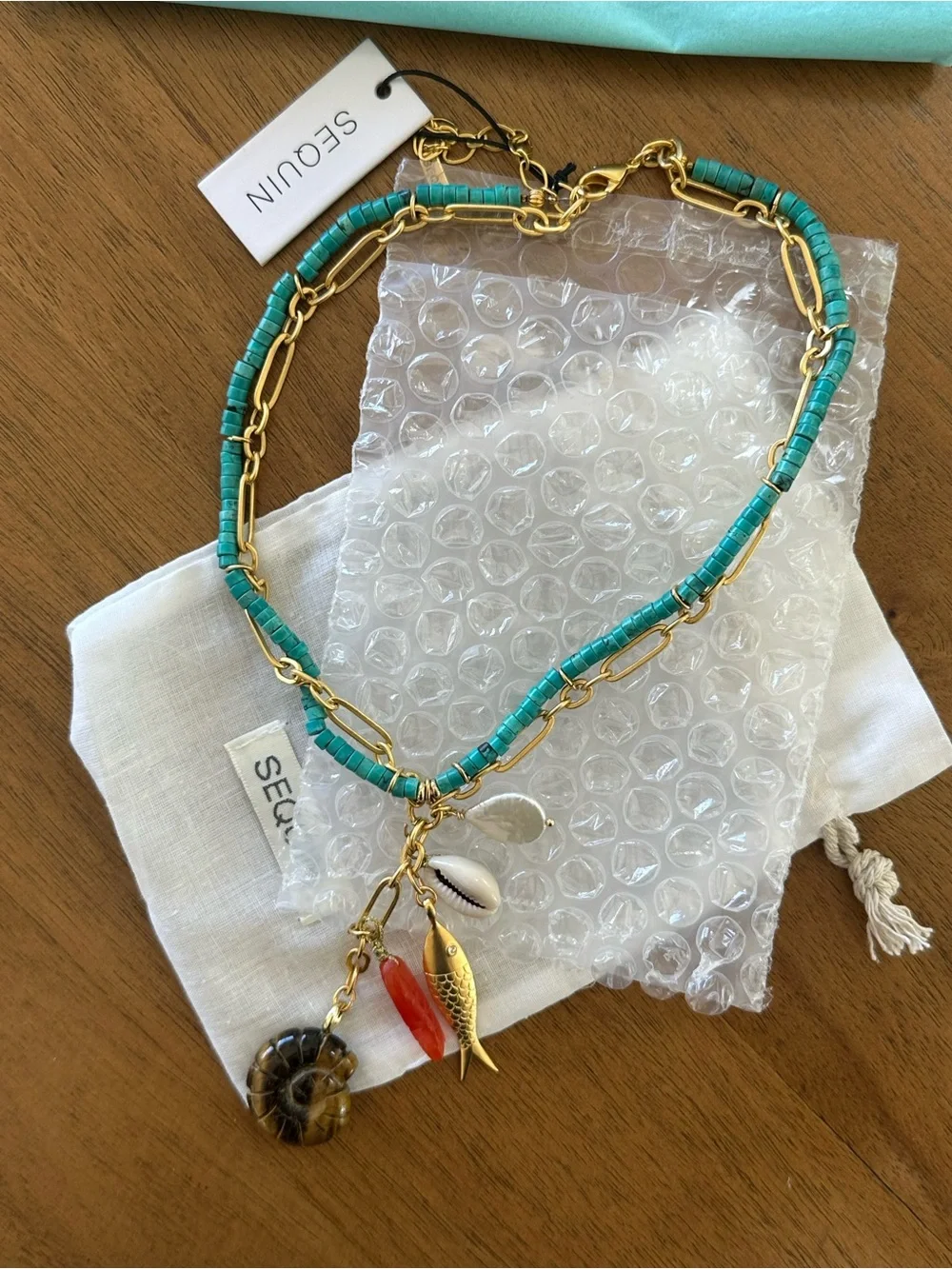 Sequin Cameron Necklace with Beads and Multi Chain - Picture 2 of 3